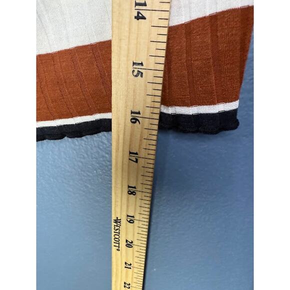 Me to We Top Women's Size Large Long Sleeve Crop Top Striped Boho Western Wear - Picture 6 of 6